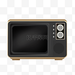 黑色复古电视图片_卡通风格的老式复古棕色旧电视