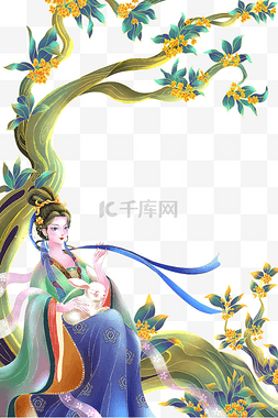 桂花图片_中秋节桂花树上的仙子