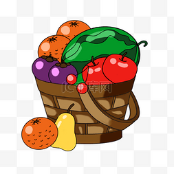 水果果篮图片_筒子形水果棕色篮