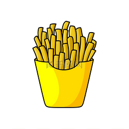 包装卡通零食图片_黄色包装的薯条是一种独立的快餐