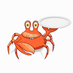 动物插画艺术图片_有趣的螃蟹厨师。矢量剪贴画插画