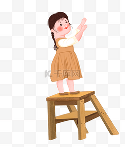 人物女孩站在凳子上