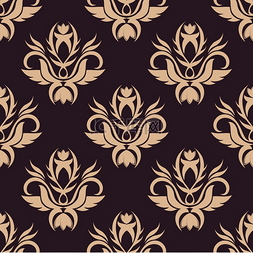 棕色丝绸图片_棕色背景上的米色复古复古花蔓藤