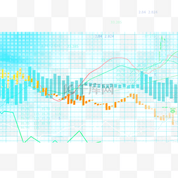 蓝色背景股票走势曲线图