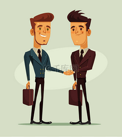插画招聘图片_两个商人人物握手。企业财务上的