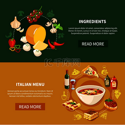 蔬菜通心粉图片_意大利食品水平横幅与配料为传统