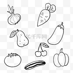 蔬菜水果线描素材图片_线描蔬果组合