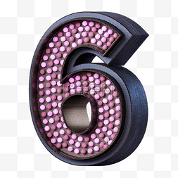 粉色灯泡3d数字6