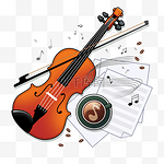 小提琴插画风格橙色