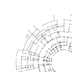 互联网数字科技图片_在白色背景上连接线条和点。