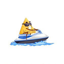 干酪玉米片图片_Nachos 在水上摩托艇上冲浪孤立有