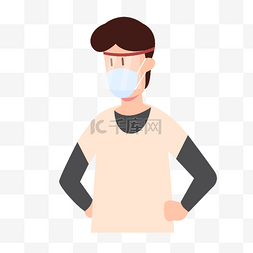 口罩细菌图片_预防新型冠状病毒两手叉腰戴面罩