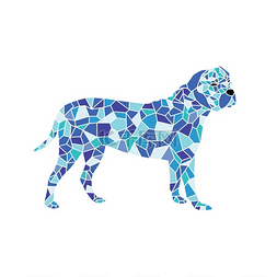 多边形彩色图片_宠物狗彩色马赛克图案。