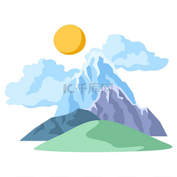阿尔卑斯图片_与山、小山和天空的风景。