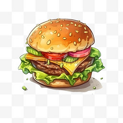 卡通手绘餐饮美食汉堡包