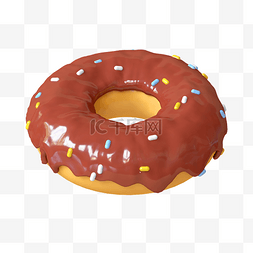 餐饮商家图片_棕色卡通C4D立体食物甜甜圈
