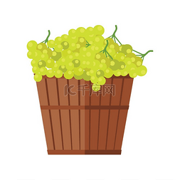 白色篮子图片_葡萄木篮白葡萄酒装有葡萄的木制
