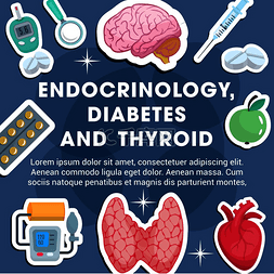 内分泌医学海报与医学图标框架。