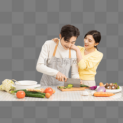 爱情婚姻图片_家庭家务一对年轻情侣厨房内一起