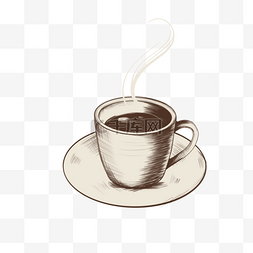 下午茶咖啡图片_复古色彩素描下午茶咖啡杯