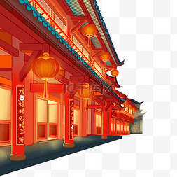 新年中国风古风灯笼建筑