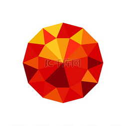红色马赛克背景图片_橙色和红色的钻石矢量插图宝石矿