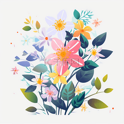手绘水彩彩色植物图片_彩色植物花朵绘画