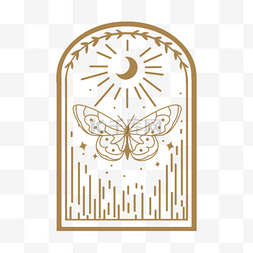 复古图形图片_波西米亚风格蝴蝶拱形边框雕刻