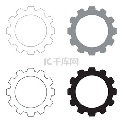 齿轮黑色和灰色颜色设置图标..齿