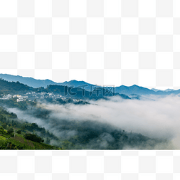 月光下的村庄图片_坡山云海村落风景夏天云海村落户