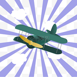战斗机飞机卡通图片_双翼飞机卡通风格绿色