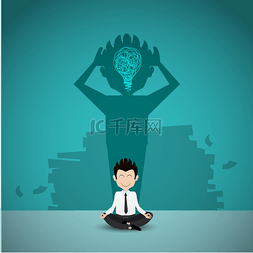 卡通专业人士图片_商人冥想微笑的专业人士放松