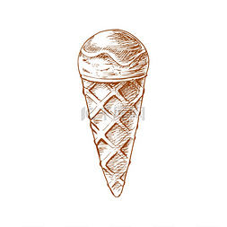 华夫饼冰淇淋图片_夏季甜点华夫饼冰淇淋矢量冷冻冰