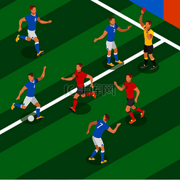 红牌图片_足球比赛等距组合与球员以参赛队
