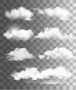 云朵卡通透明图片_透明不同的云组。矢量. 