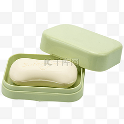 打开的绿色香皂盒