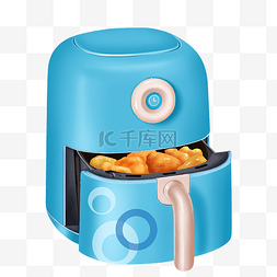 厨房用品置物架图片_厨房用品蓝色空气炸锅家电厨具