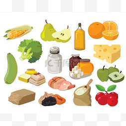 vegetables图片_Fruits, vegetables, fats, meat, cereals, dair