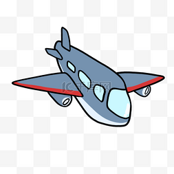 卡通灰色飞机旅行水彩剪贴画
