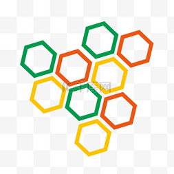 彩色六边形碳结构剪贴画