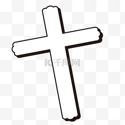 黑白祈祷图片_左侧立体十字架剪贴画黑白