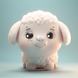 3d立体黏土动物卡通风格羊
