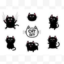 黑色的卡通猫图片_黑色的肥猫套