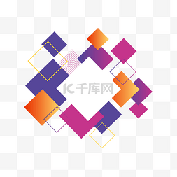紫色几何矩形平行扁平边框