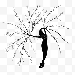 人类女性树枝插图
