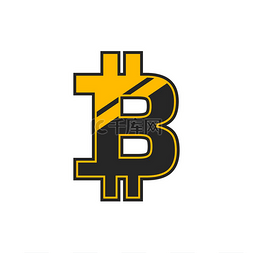 比特币孤立符号，金色字母 B。矢