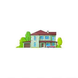 住宅图标、平房小屋和房地产建筑