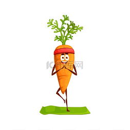 健身食物图片_快乐的胡萝卜卡通人物在运动乐队