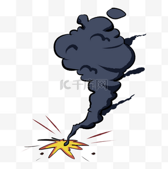 黑色烟雾卡通图片素材_卡通风格爆炸升起的黑色烟雾