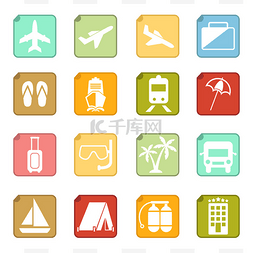 旅游服务标识图片_一套旅游图标 